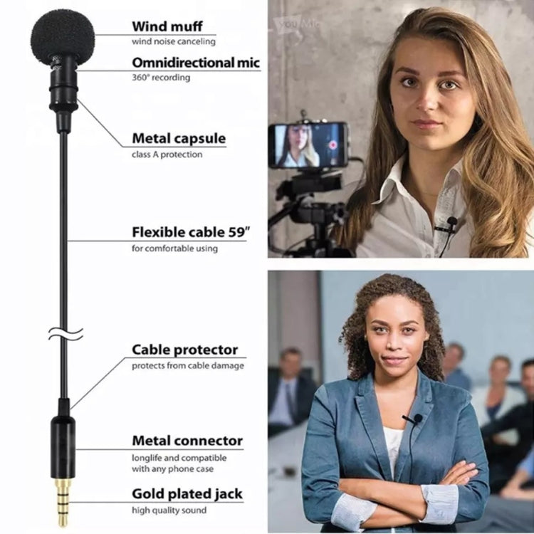 GAM-140 Mobile Phone Recording Collar Microphone(Black) - Microphone by PMC TechLife | Online Shopping South Africa | PMC TechLife