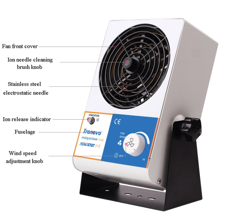 TRONOVO TR7001 Desktop Anti-Static Eliminator Anti-Static Small Ion Fan, EU Plug - Electric Fans by PMC TechLife | Online Shopping South Africa | PMC TechLife | Buy Now Pay Later Mobicred