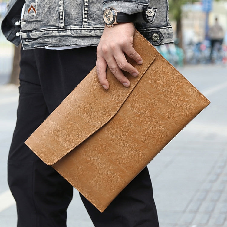 PU Leather Litchi Pattern Sleeve Case For 13.3 Inch Laptop, Style: Liner Bag + Power Bag  (Light Brown) - free shipping - PMC Jewellery - Order now!