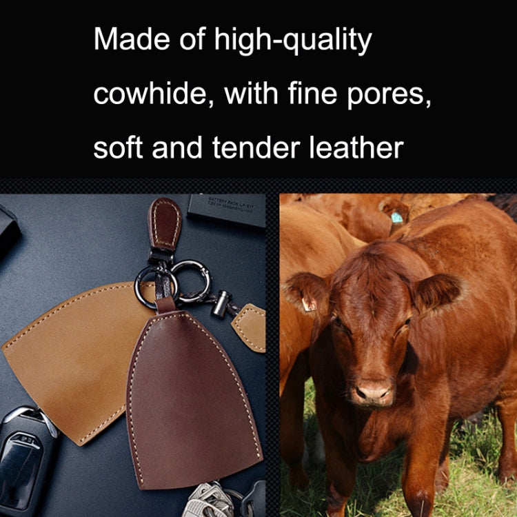 18Y-009 Vintage Handmade Leather Car Pull-Out Key Case(Oil Wax Skin Tea) - Car Key Cases by PMC TechLife | Online Shopping South Africa | PMC TechLife | Buy Now Pay Later Mobicred