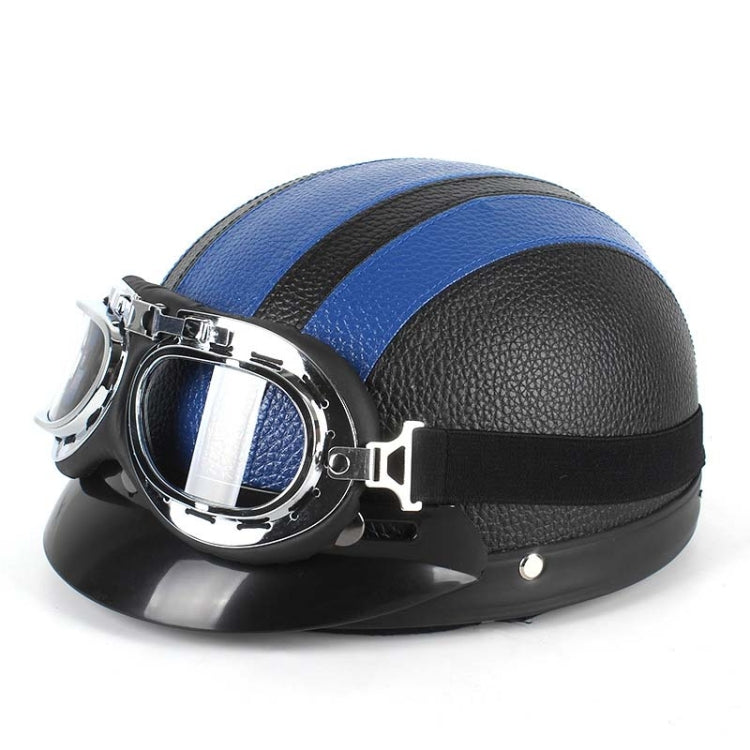 BSDDP A0318 PU Helmet With Goggles, Size: One Size(Black Blue) - Helmets by BSDDP | Online Shopping South Africa | PMC TechLife | Buy Now Pay Later Mobicred