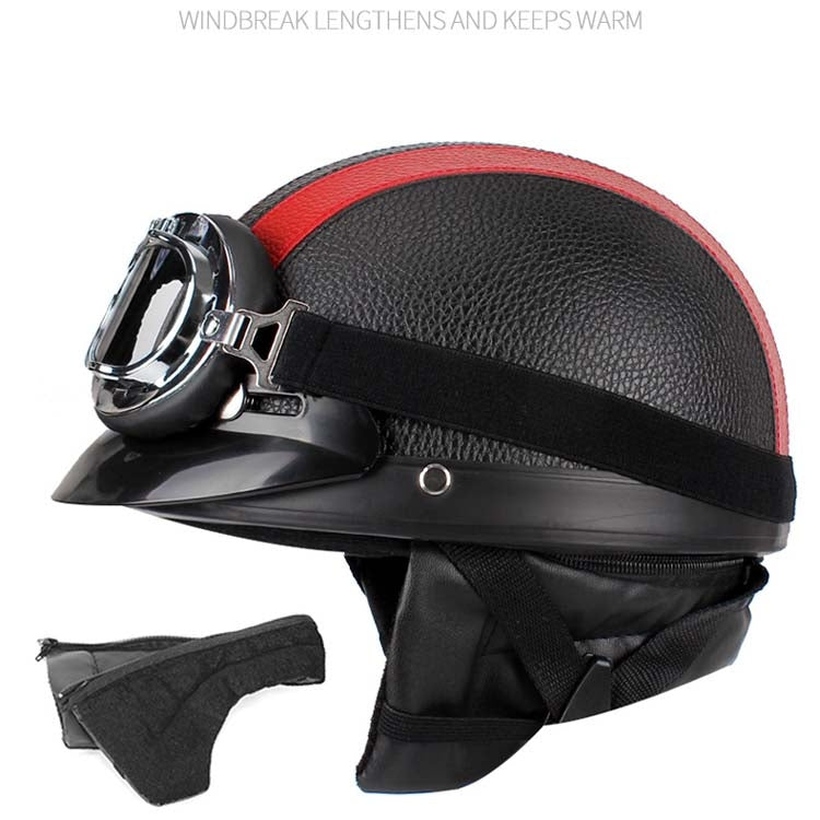 BSDDP A0318 PU Helmet With Goggles, Size: One Size(Black Red) - free shipping - PMC TechLife - Order now!