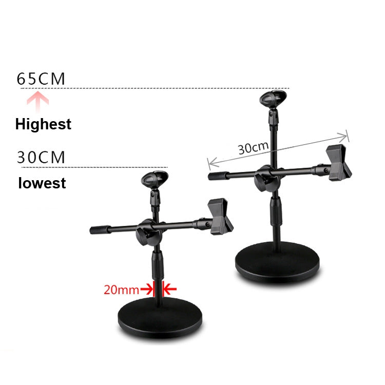 LKT-300 30-65cm Full Metal Disc Base Dual Microphone Stand,Size: 140mm Base - Stand by PMC Jewellery | Online Shopping South Africa | PMC Jewellery | Buy Now Pay Later Mobicred