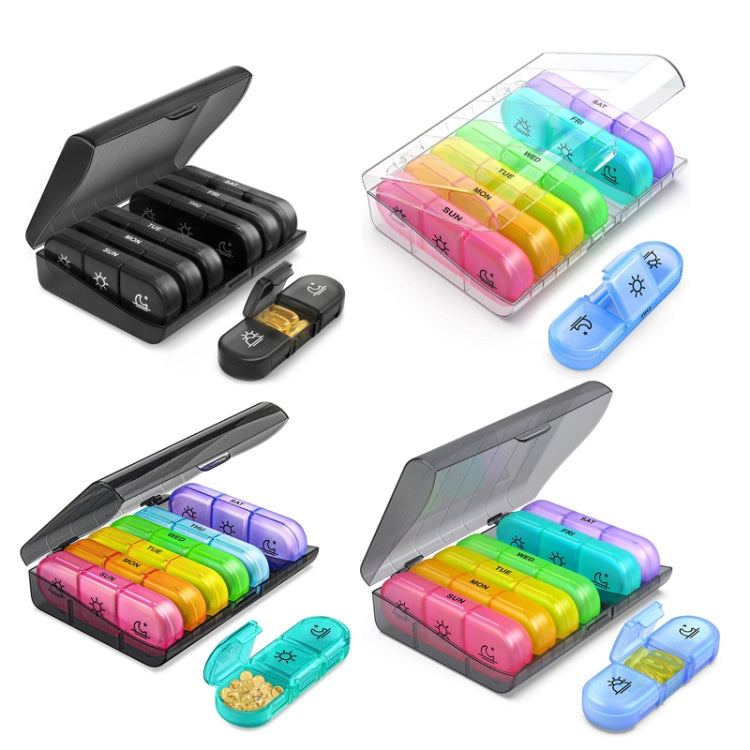 21-compartment Rainbow Pill Box One Week Pill Box(Transparent +Colorful) - free shipping - PMC TechLife - Order now!
