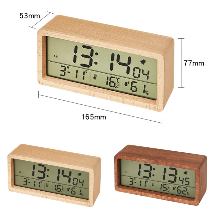 1906 Solid Wood Luminous Clock Large Screen Temperature And Humidity Clock(Eucalyptus Yellow) - Alarm Clocks by PMc TechLife | Online Shopping South Africa | PMc TechLife | Buy Now Pay Later Mobicred