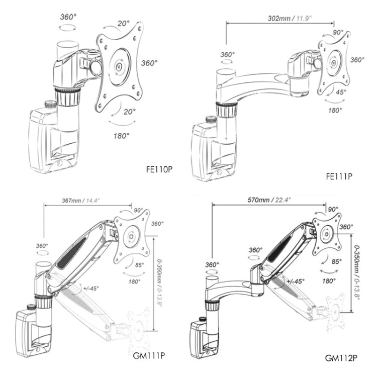 Gibbon Mounts  Lifting and Rotating Computer Monitor Bracket Slide Rail Bracket,Model: GM111P - free shipping - PMC Jewellery - Order now!