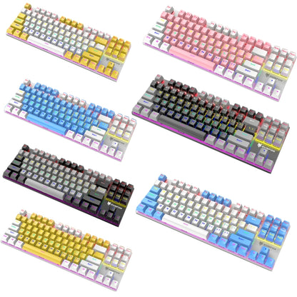 XUNFOX K80 87 Keys Wired Gaming Mechanical Illuminated Keyboard, Cable Length:1.5m(Yellow White) - Wired Keyboard by XUNFOX | Online Shopping South Africa | PMC Jewellery | Buy Now Pay Later Mobicred