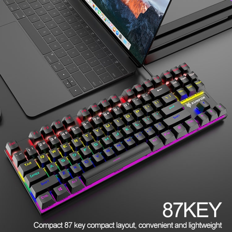XUNFOX K80 87 Keys Wired Gaming Mechanical Illuminated Keyboard, Cable Length:1.5m(White Yellow) - free shipping - PMC Jewellery - Order now!