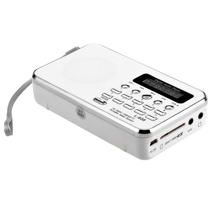L-938  MP3 Audio Player FM Radio Support  SD MMC Card AUX-IN Earphone-out(White) - Radio Player by PMC TechLife | Online Shopping South Africa | PMC TechLife | Buy Now Pay Later Mobicred