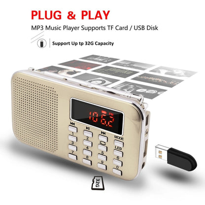 L-218AM  MP3 Radio Speaker Player Support TF Card USB with LED Flashlight Function(Gold) - Radio Player by PMC Jewellery | Online Shopping South Africa | PMC Jewellery | Buy Now Pay Later Mobicred