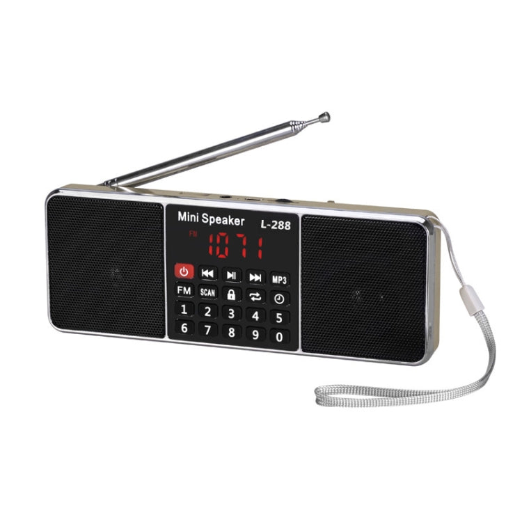 L-288FM Dual Speaker Radio MP3 Player Support TF Card/U Disk with LED Display(Gold) - Radio Player by PMC TechLife | Online Shopping South Africa | PMC TechLife | Buy Now Pay Later Mobicred