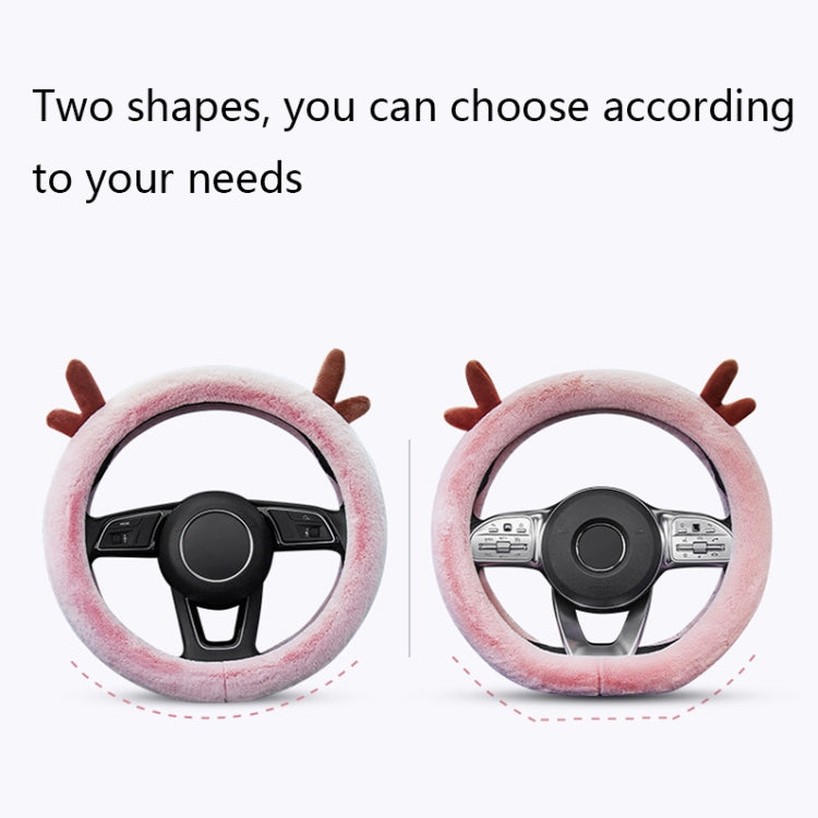 Antler Thick Plush Steering Wheel Cover, Style: D Type (Pink) - Steering Wheel Accessories by PMC TechLife | Online Shopping South Africa | PMC TechLife | Buy Now Pay Later Mobicred