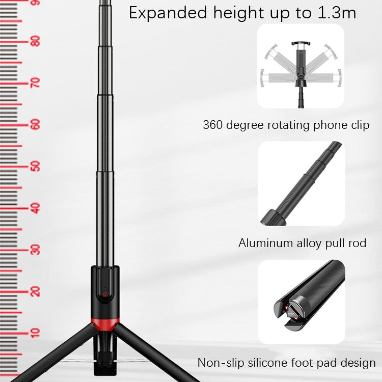 Desktop Multi-Function Live 1.3m Tripod Portable Integrated Bluetooth Selfie Rod(Black) - Selfie Sticks by PMC TechLife | Online Shopping South Africa | PMC TechLife | Buy Now Pay Later Mobicred