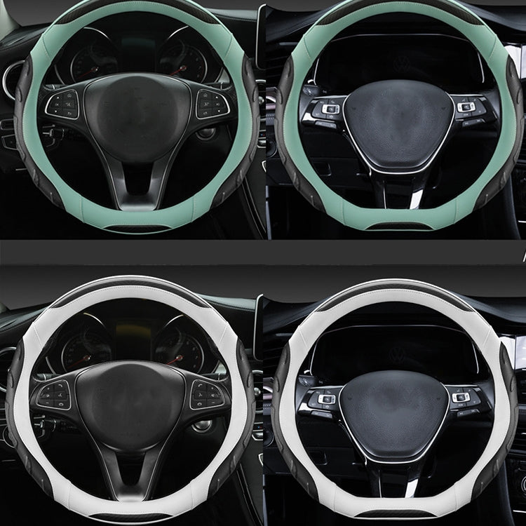 Leather Carbon Fiber Stitching Car Steering Wheel Set, Diameter: 38cm(Black Blue Round) - Steering Wheel Accessories by PMC TechLife | Online Shopping South Africa | PMC TechLife | Buy Now Pay Later Mobicred