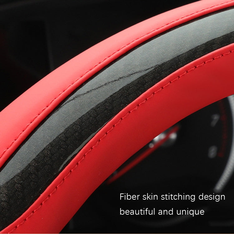 Leather Carbon Fiber Stitching Car Steering Wheel Set, Diameter: 38cm(Black Round) - Steering Wheel Accessories by PMC TechLife | Online Shopping South Africa | PMC TechLife | Buy Now Pay Later Mobicred