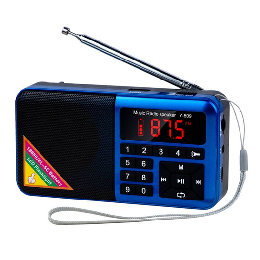 Bluetooth Card Radio Digital FM Player, Specifications: Y-509FM (No Solar Panel)(Blue) - Radio Player by PMC Jewellery | Online Shopping South Africa | PMC Jewellery | Buy Now Pay Later Mobicred