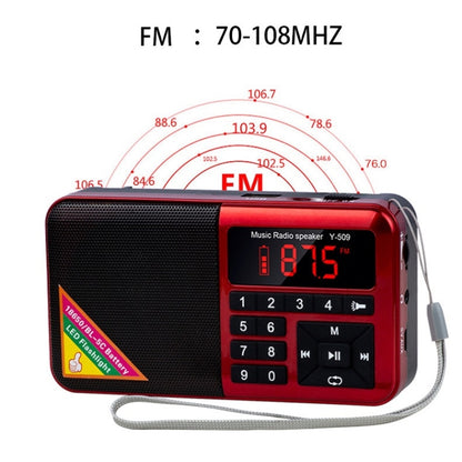 Bluetooth Card Radio Digital FM Player, Specifications: Y-509FM (No Solar Panel)(Black) - Radio Player by PMC Jewellery | Online Shopping South Africa | PMC Jewellery