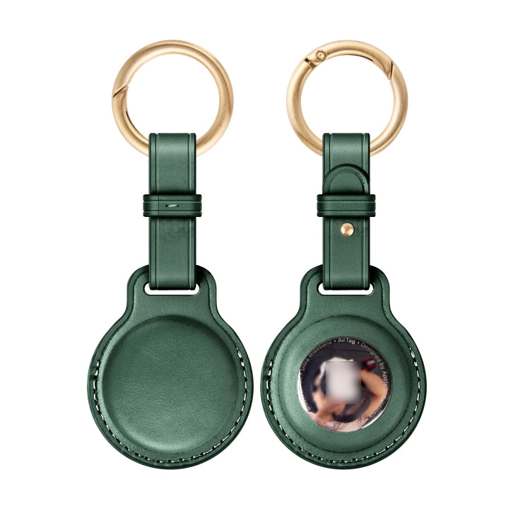 First Layer Cowhide Tracker Cover Pet Child Anti-lost Device Case for AirTag(Green) - Pet Series by PMc TechLife | Online Shopping South Africa | PMc TechLife | Buy Now Pay Later Mobicred