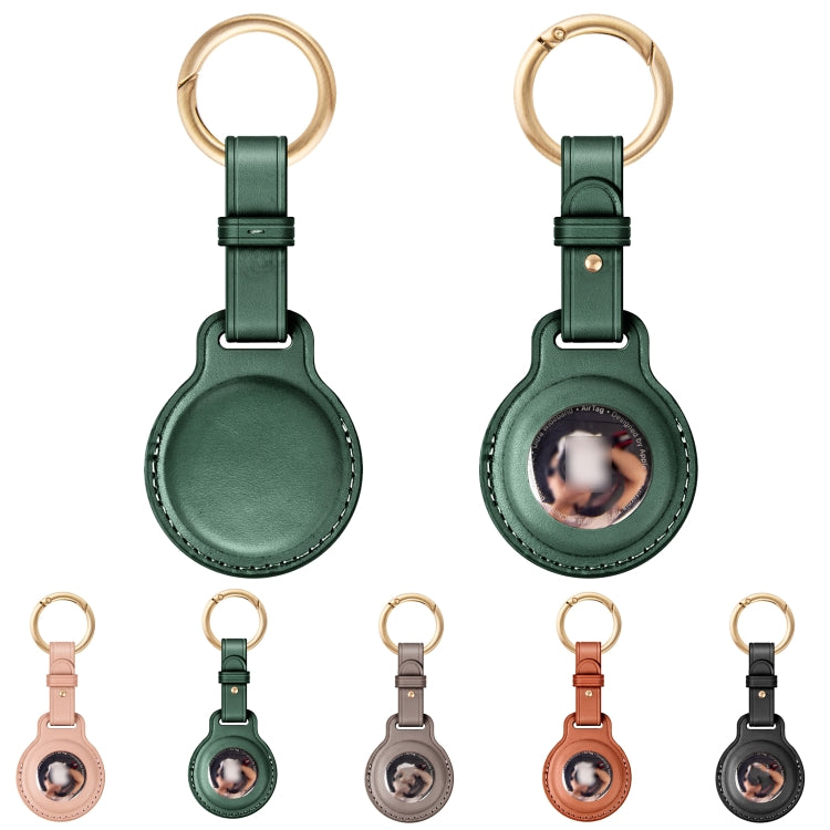 First Layer Cowhide Tracker Cover Pet Child Anti-lost Device Case for AirTag(Green) - Pet Series by PMc TechLife | Online Shopping South Africa | PMc TechLife | Buy Now Pay Later Mobicred