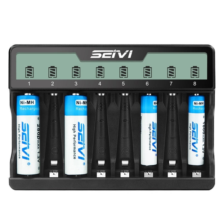 SEIVI On-Screen Eight-Slot Cradle Charging NiMH Battery USB Charger(SW-8NP) - Charger & Converter by SEIVI | Online Shopping South Africa | PMC Jewellery | Buy Now Pay Later Mobicred