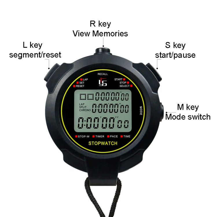 YS Stopwatch Timer Training Fitness Competition Stopwatch, Style: YS-760 60 Memories(Black) - Pedometer by PMc TechLife | Online Shopping South Africa | PMc TechLife | Buy Now Pay Later Mobicred
