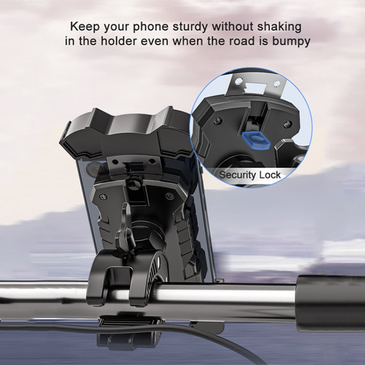 L101+M011 Outdoor Cycling Mechanical Locking Phone Holder(Black) - Holders by PMC TechLife | Online Shopping South Africa | PMC TechLife | Buy Now Pay Later Mobicred