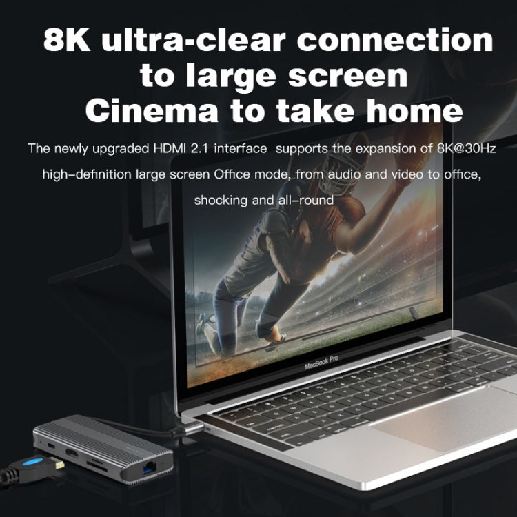 Blueendless 8K/30Hz Type-C To Gigabit Ethernet USB3.1 Docking Station(8 in 1) - free shipping - PMC Jewellery - Order now!