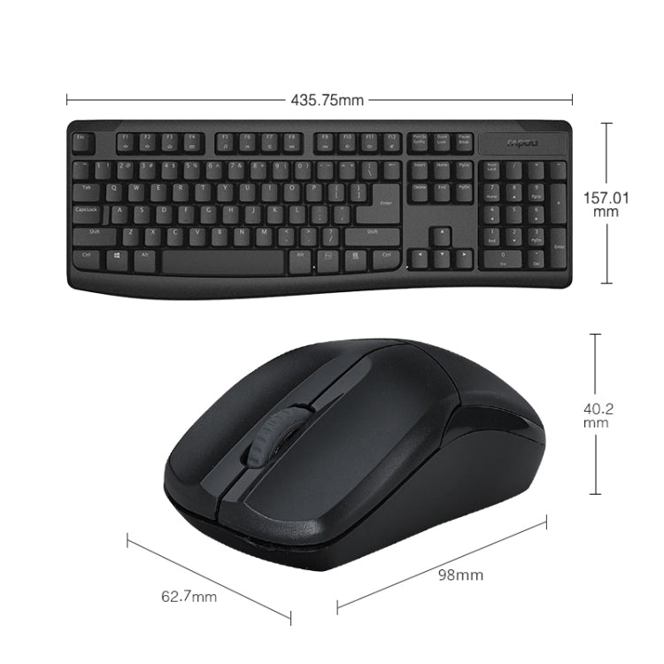 Rapoo X1800PRO 104 Keys Waterproof Multimedia Wireless Keyboard Mouse Set(Black) - free shipping - PMC Jewellery - Order now!