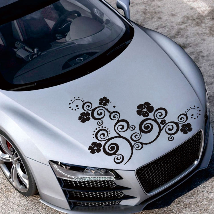 D-908 Summer Flower Totem PVC Car Hood Sticker(Black) - Decorative Sticker by PMC TechLife | Online Shopping South Africa | PMC TechLife | Buy Now Pay Later Mobicred