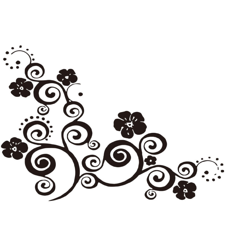 D-908 Summer Flower Totem PVC Car Hood Sticker(Black) - Decorative Sticker by PMC TechLife | Online Shopping South Africa | PMC TechLife | Buy Now Pay Later Mobicred