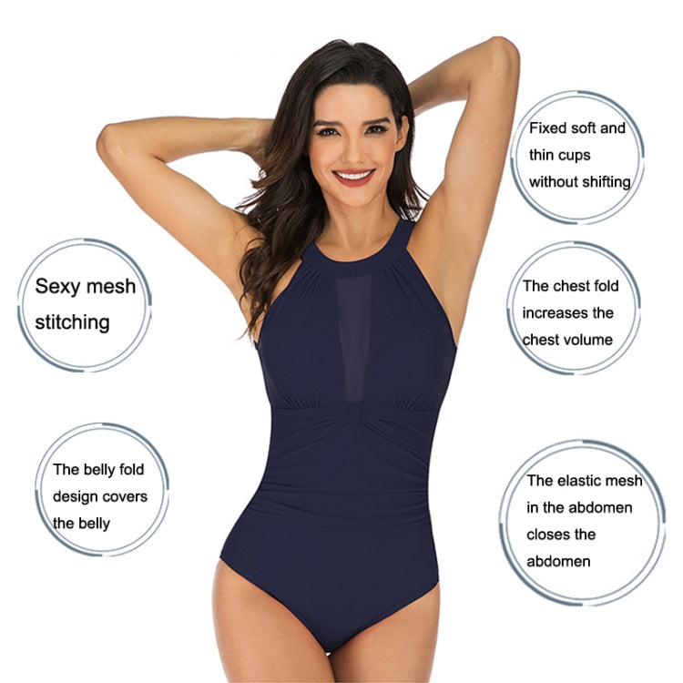 DS109 Ladies Slim And Conservative Halter Neck Swimsuit, Size: XL(Navy) - Swimwear by PMC Jewellery | Online Shopping South Africa | PMC Jewellery