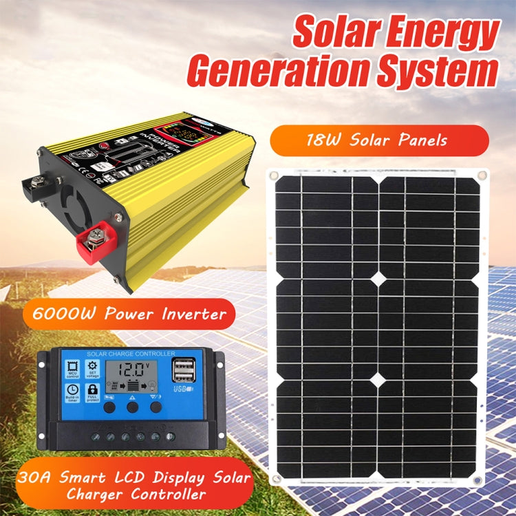 Tang 3 Generations Home Solar Generator Inverter+30A Controller+18W 12V Solar Panel, Specification: Yellow 12V To 220V - Modified Square Wave by PMC TechLife | Online Shopping South Africa | PMC TechLife | Buy Now Pay Later Mobicred