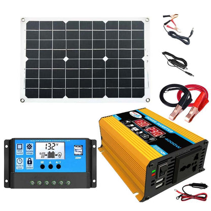 Solar Power System Inverter 30A Controller+18W 12V Solar Panel, Specification: Yellow 12V To 220V - Charger by PMC Jewellery | Online Shopping South Africa | PMC Jewellery
