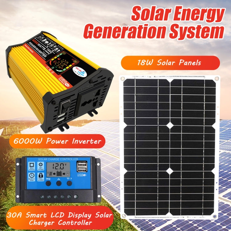 Saga 3 Generations Home Solar Generator Inverter+30A Controller+18W 12V Solar Panel, Specification: Yellow 12V To 220V - Modified Square Wave by PMC Jewellery | Online Shopping South Africa | PMC Jewellery | Buy Now Pay Later Mobicred