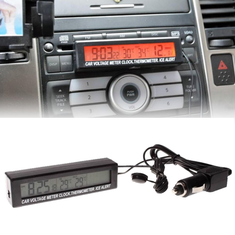 Car Inside And Outside Dual Temperature+Clock+Voltage LED Electronic Display(Orange+Blue) - free shipping - PMC TechLife - Order now!