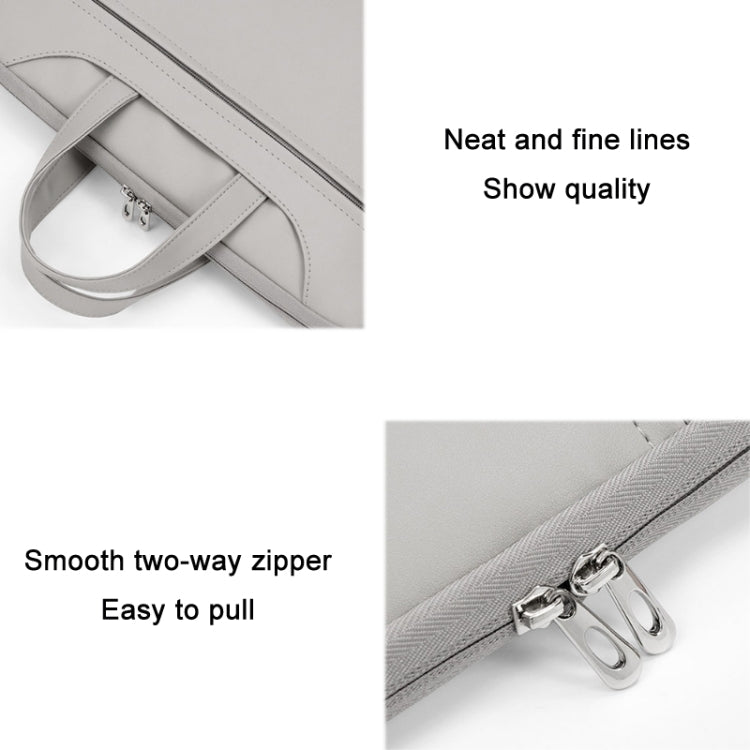 Baona BN-Q006 PU Leather Full Opening Laptop Handbag For 11/12 inches(Grey) - 12.1 inch by Baona | Online Shopping South Africa | PMC TechLife | Buy Now Pay Later Mobicred