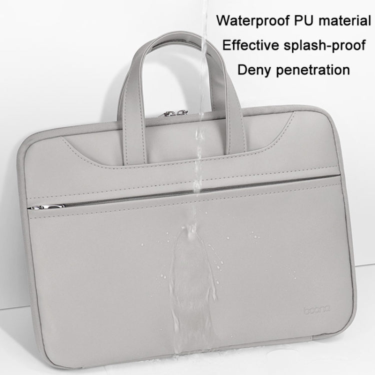 Baona BN-Q006 PU Leather Full Opening Laptop Handbag For 11/12 inches(Grey) - 12.1 inch by Baona | Online Shopping South Africa | PMC TechLife | Buy Now Pay Later Mobicred