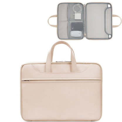 Baona BN-Q006 PU Leather Full Opening Laptop Handbag For 13/13.3 inches(Light Apricot Color) - 13.3 inch by Baona | Online Shopping South Africa | PMC Jewellery | Buy Now Pay Later Mobicred