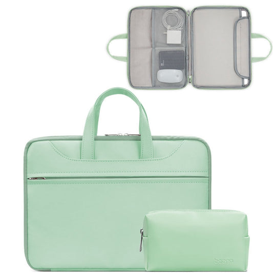 Baona BN-Q006 PU Leather Full Opening Laptop Handbag For 13/13.3 inches(Mint Green+Power Bag) - 13.3 inch by Baona | Online Shopping South Africa | PMC Jewellery | Buy Now Pay Later Mobicred