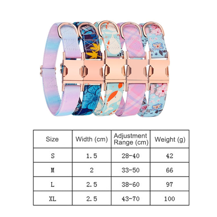 Rose Gold Buckle Pet Detachable Bow Collar, Size: M 2.0x33-50cm(Blue Snake Flower) - Collars by PMC Jewellery | Online Shopping South Africa | PMC Jewellery