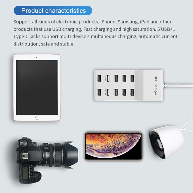USB Multi-port Charger Mobile Phone Fast Charging Universal Fast Adapter 10 Interface EU Plug - free shipping - PMC Jewellery - Order now!