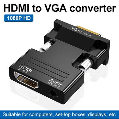 HDMI Female To VGA Male With Audio Adapter Computer Monitor TV Projector Converter(Black) - Converter by PMC Jewellery | Online Shopping South Africa | PMC Jewellery