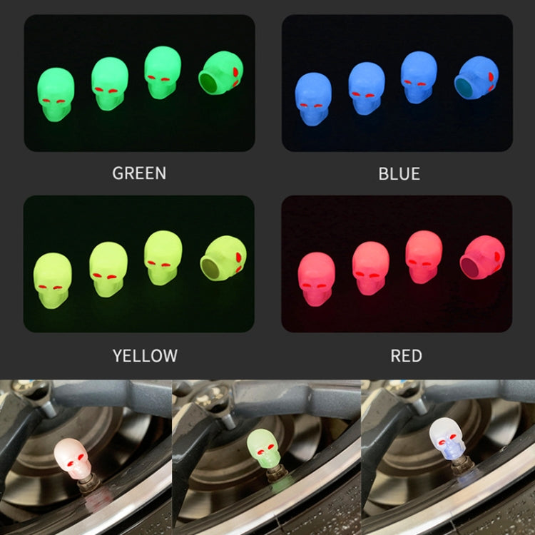 1 Sets Car Tire Luminous Valve Cap Motorcycle Skull Valve Core Cap (Yellow) - Tire Valve Caps by PMC TechLife | Online Shopping South Africa | PMC TechLife