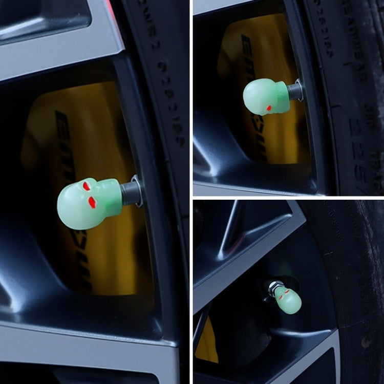 1 Sets Car Tire Luminous Valve Cap Motorcycle Skull Valve Core Cap(Blue) - Tire Valve Caps by PMC TechLife | Online Shopping South Africa | PMC TechLife