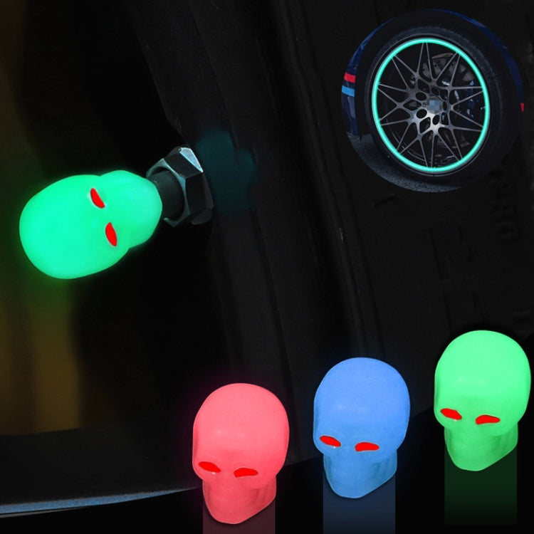 1 Sets Car Tire Luminous Valve Cap Motorcycle Skull Valve Core Cap(Green) - Tire Valve Caps by PMC Jewellery | Online Shopping South Africa | PMC Jewellery