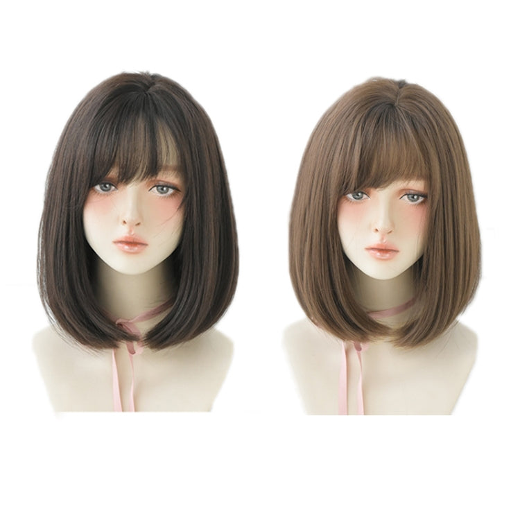 Women Medium Length Natural Realistic Full Shoulder Length Wig(Black Tea Color 36cm) - free shipping - PMC TechLife - Order now!