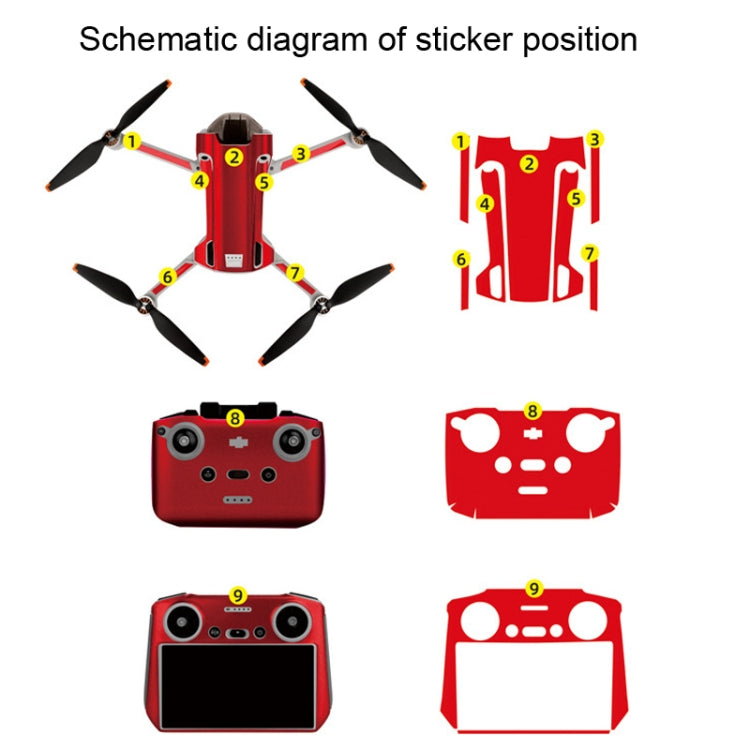 Sunnylife Drone+Remote Control Protective Sticker For DJI Mini 3 Pro RC Version(Carbon Red) - Stickers by Sunnylife | Online Shopping South Africa | PMC TechLife | Buy Now Pay Later Mobicred