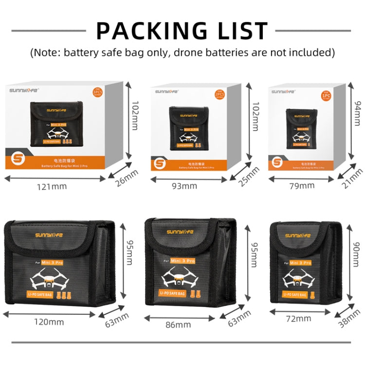 Sunnylife  Battery Explosion-proof Bag Storage Bag for DJI Mini 3 Pro,Size: Can Hold 3 Batteries - Carry Cases & Bags by Sunnylife | Online Shopping South Africa | PMC TechLife | Buy Now Pay Later Mobicred