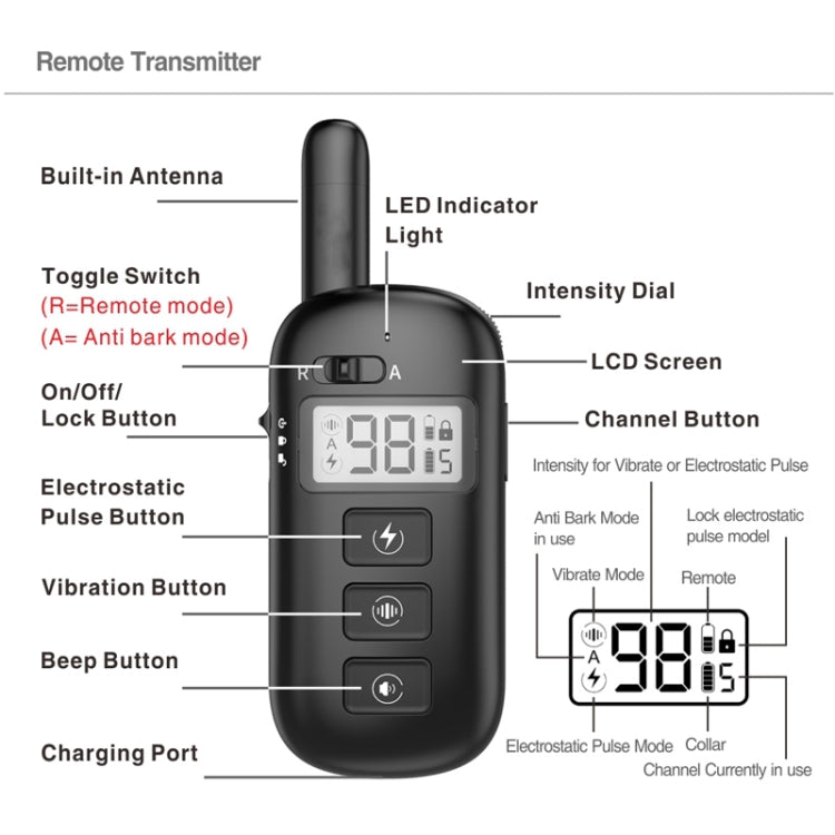 Remote Control Trainer Dog Collar Automatic Bark Stop Device, Specification: 1 Drag 1 (Red) - Training Aids by PMC TechLife | Online Shopping South Africa | PMC TechLife | Buy Now Pay Later Mobicred