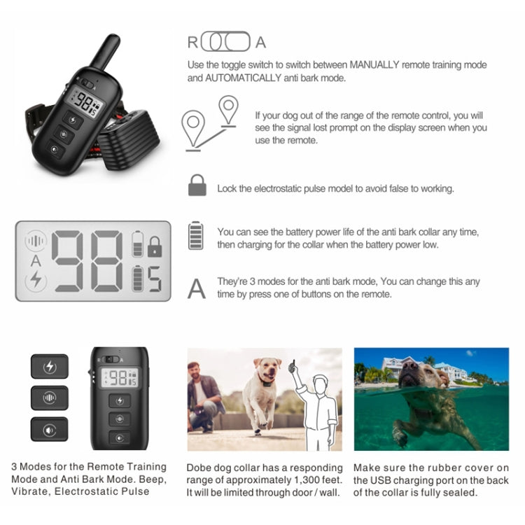 Remote Control Trainer Dog Collar Automatic Bark Stop Device, Specification: 1 Drag 1 (Orange) - Training Aids by PMC TechLife | Online Shopping South Africa | PMC TechLife | Buy Now Pay Later Mobicred